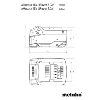 Metabo LiPower akku 18V 4.0Ah