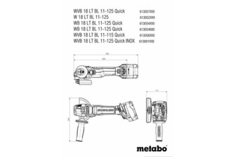 Metabo W18LT BL 11-125 Akkukulmahiomakone 
Runko, metaBOX